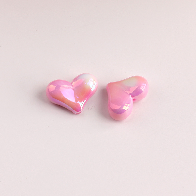 2g Weight Beads Jewelry Making Type DIY Ornament Accessories Classification 1 Piece Quantity Acrylic Material Heart Shape Pattern All Seasons Season Plating Design Sweet Style 1 Piece Acrylic Heart Shape Beads DIY Ornament Accessories 5