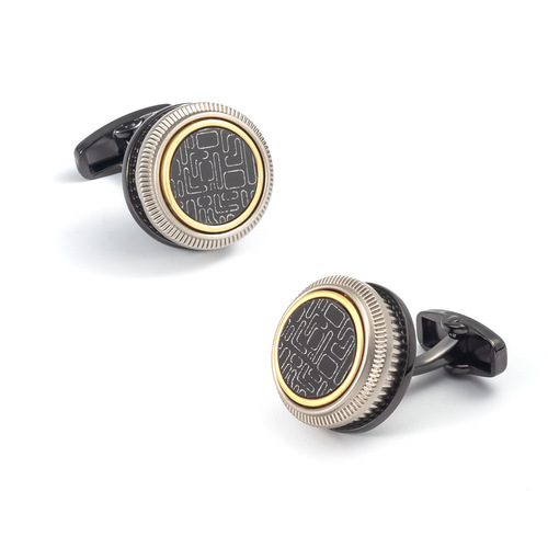 New high-end double-layer black CD disc alloy metal cufflinks for export men's French cufflinks wholesale