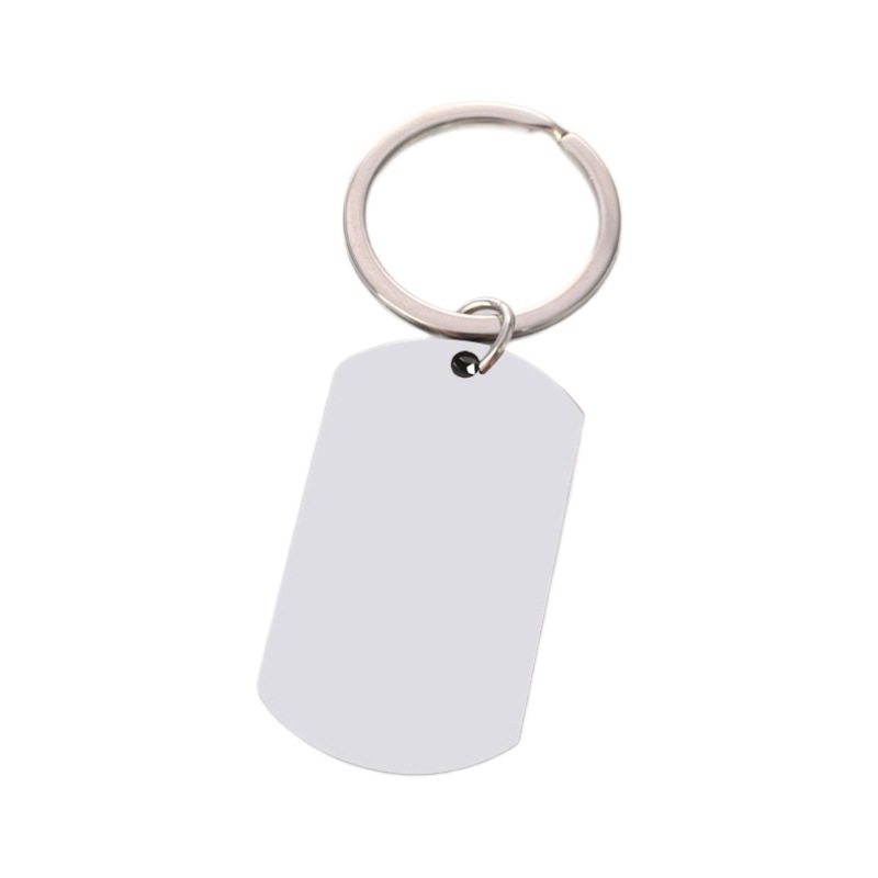 Llavero en blanco de acero inoxidable con revestimiento único láser placa de luz embrión con llavero identificación de mascotas escudo militar