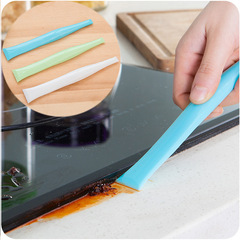 Cleaning brush for kitchen stove hood gaps and grease, two-headed scraper, can opener