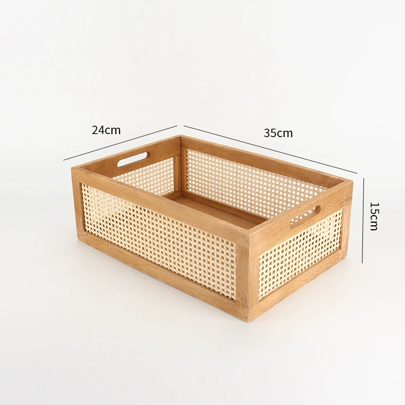 Retro table storage box from natural wood, storage basket, storage system