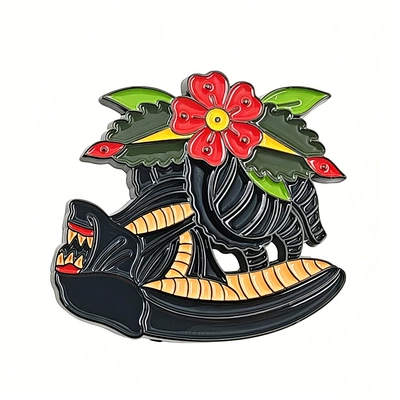 Traditional Tattoo Style Black Panther Enamel Brooch Gothic Lapel Pin Unique Trendy Backpack Badge Accessory (Yaxa sancaqları) - b10-04-d06e-37-3-3