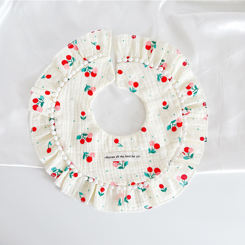 ins new autumn and winter baby gauze thickened waterproof saliva towel princess palace style enlarged 360 degree bib bib