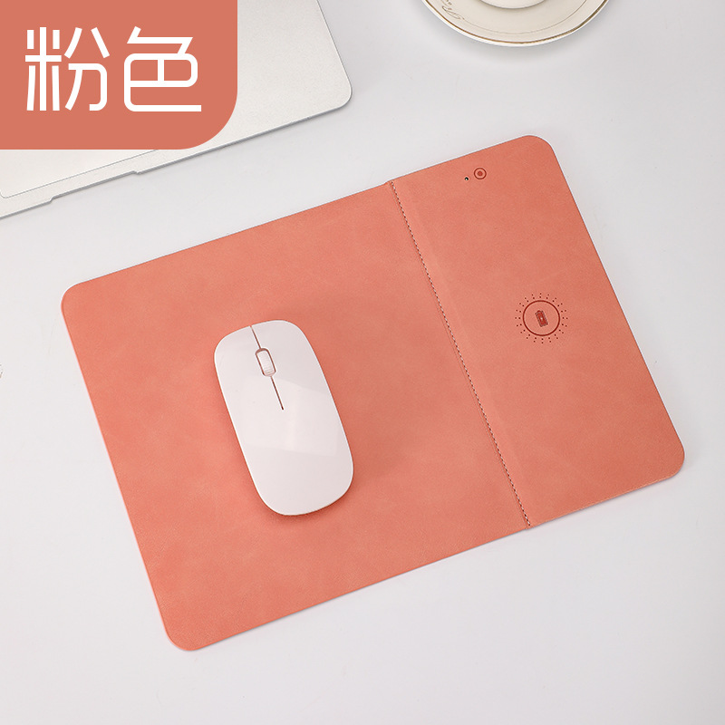 Alfombrilla de ratón con carga inalámbrica 15W, PU antideslizante, oficina comercial, personalizable