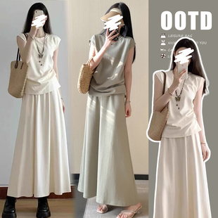 Maternity Summer suit 2025 New Summer Fashion Korean Slim Top Casual Half-length Skirt Two-piece Set