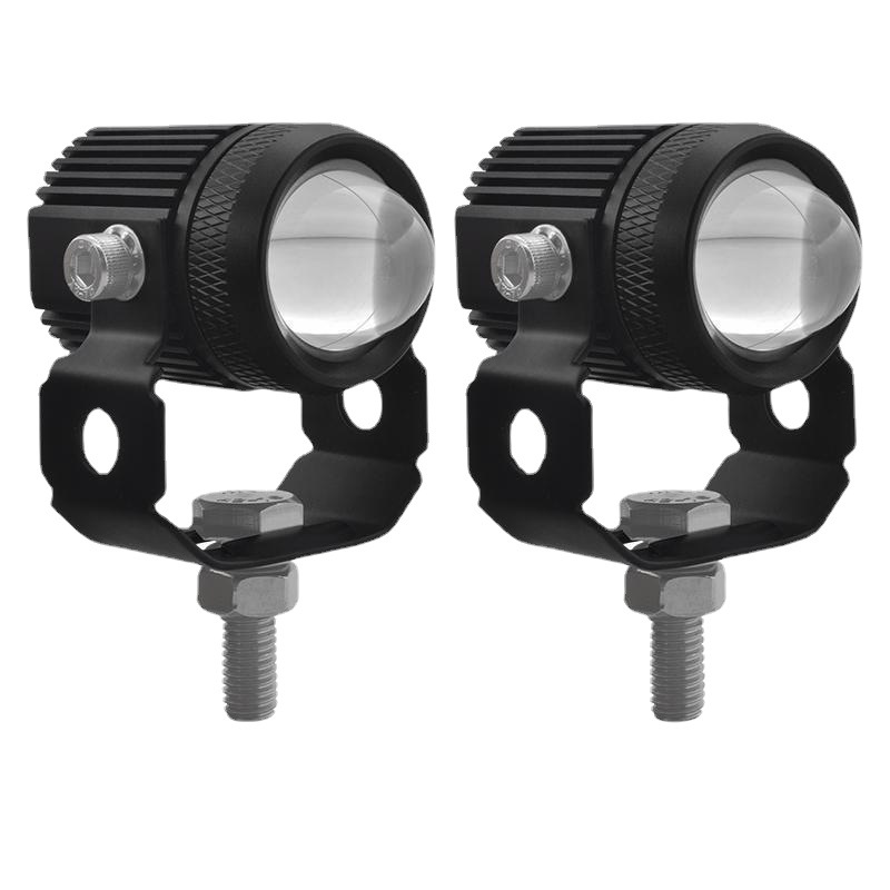 Motocicleta pequeña pistola de acero lente de luz doble LED tangente proyector faro externo luz del coche Super brillante pavimentación fuerte luz