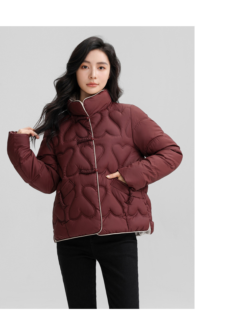 New Chinese style 2024 winter retro button down short fashion stand collar lightweight women's cotton Down jacket_voghion.com