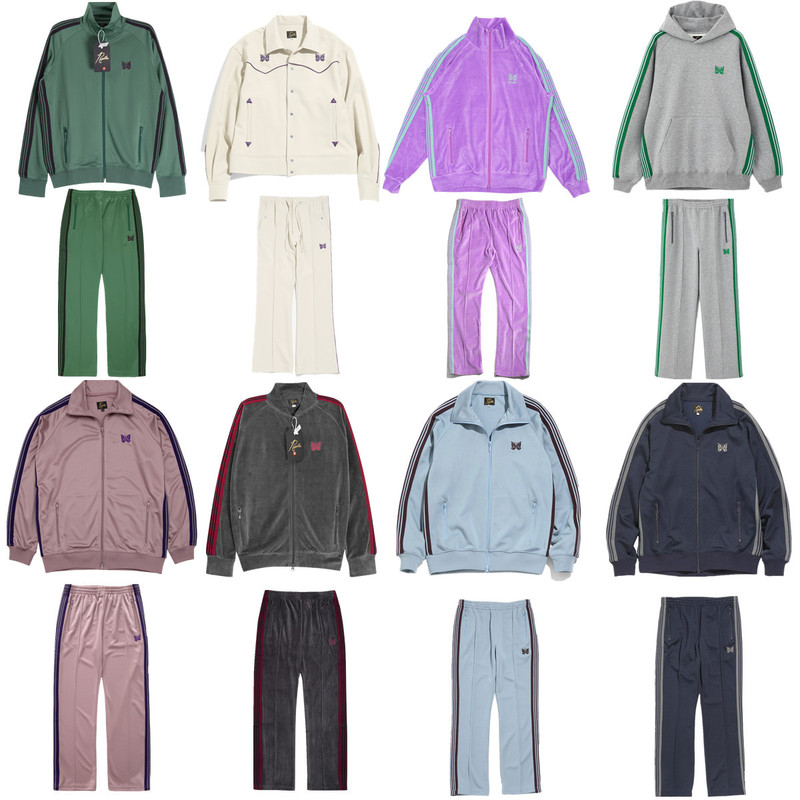 Butterfly Embroider Needles Creates Sports Suit Men's and Women's Striped Webbing Casual Sportswear Sweatpants