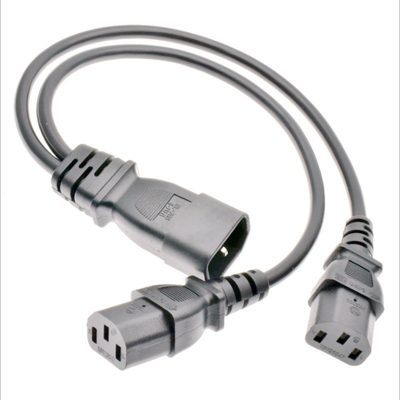 电源适配器C13-C14一分二电源线品字公母延长线 国标插头线一拖二