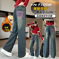 Вельветовые зимние брюки, детские джинсы, увеличенная толщина, oversize, для подростков, свободный прямой крой