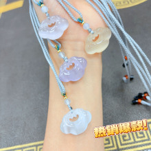 工厂直销猫眼石祥云如意锁项链女高冰平安锁吊坠古风链仿玉髓直播