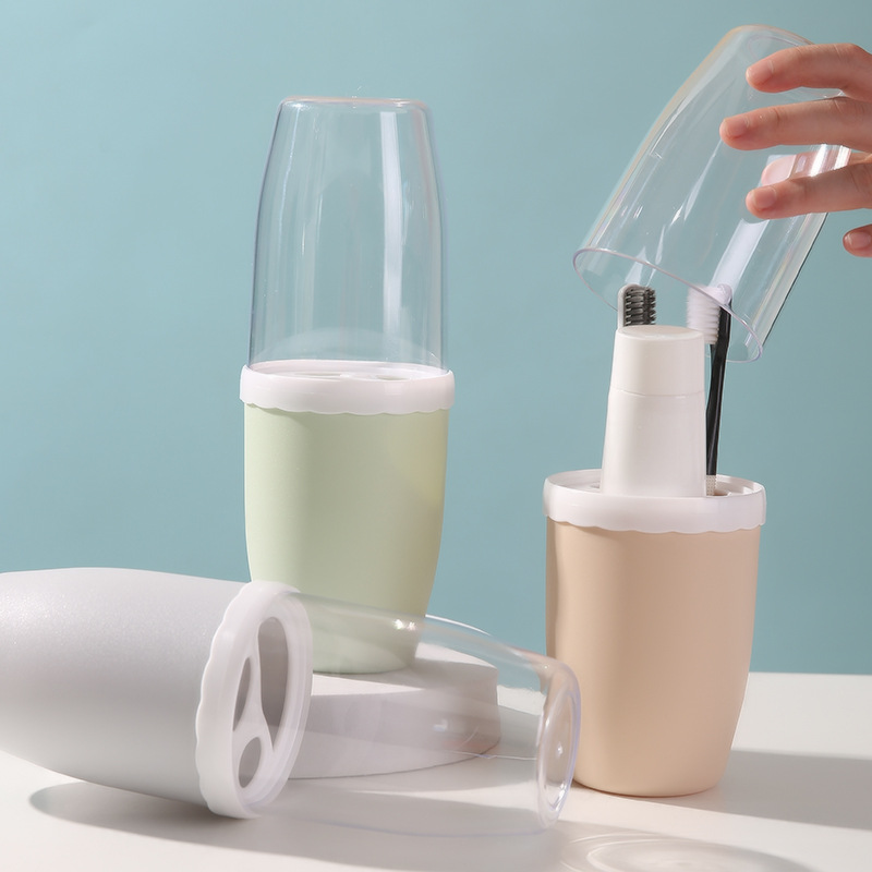 Einfacher Haushaltsbehälter Zahnpasta, tragbares Reiseset für Paare, Etui, Aufbewahrungsbecher für Zahnbürsten_voghion.com