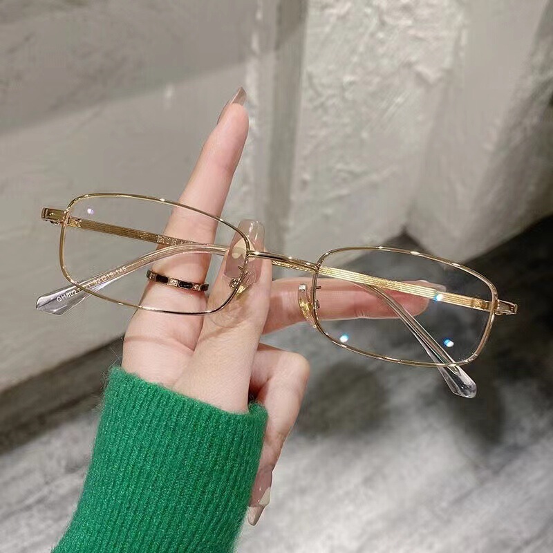 Rectangular Personalized Literary Metal Glasses Frame Rectangular Can Be Matched with Prescription for Men and Women Simple Without Pinching the Face 8021 Rectangular Personalized Literary Metal Glasses Frame Rectangular Can Be Matched with Prescription for Men and Women Simple Without Pinching the Face 8021