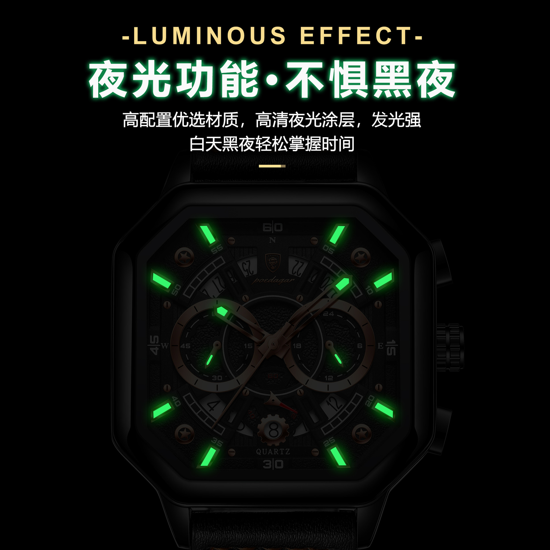 Marca Suiza multifuncional correa de reloj de hombre nuevo reloj de pulsera de luz nocturna transmisión en vivo de comercio exterior una explosión