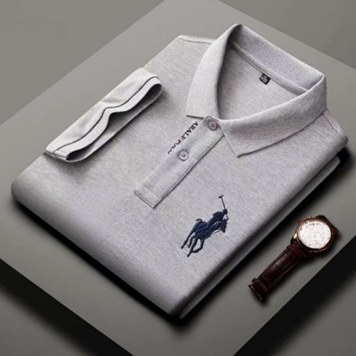 Business and Foreign Trade 2025 Summer Men's Short Sleeve Embroidered Collar Polo Shirt for Middle-aged and Youth Plus Size Loose Top