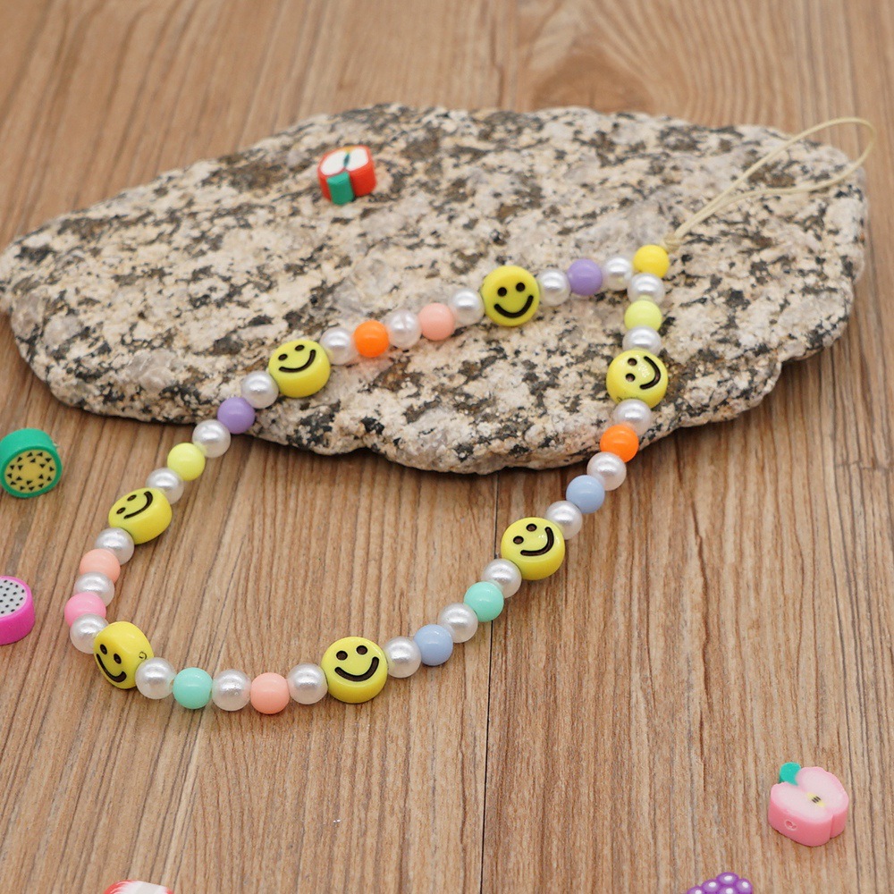 Nihaojewelry Wholesale Accessories Mixed Color Round Beads Yellow Smiley Face Mobile Phone Lanyard display picture 4