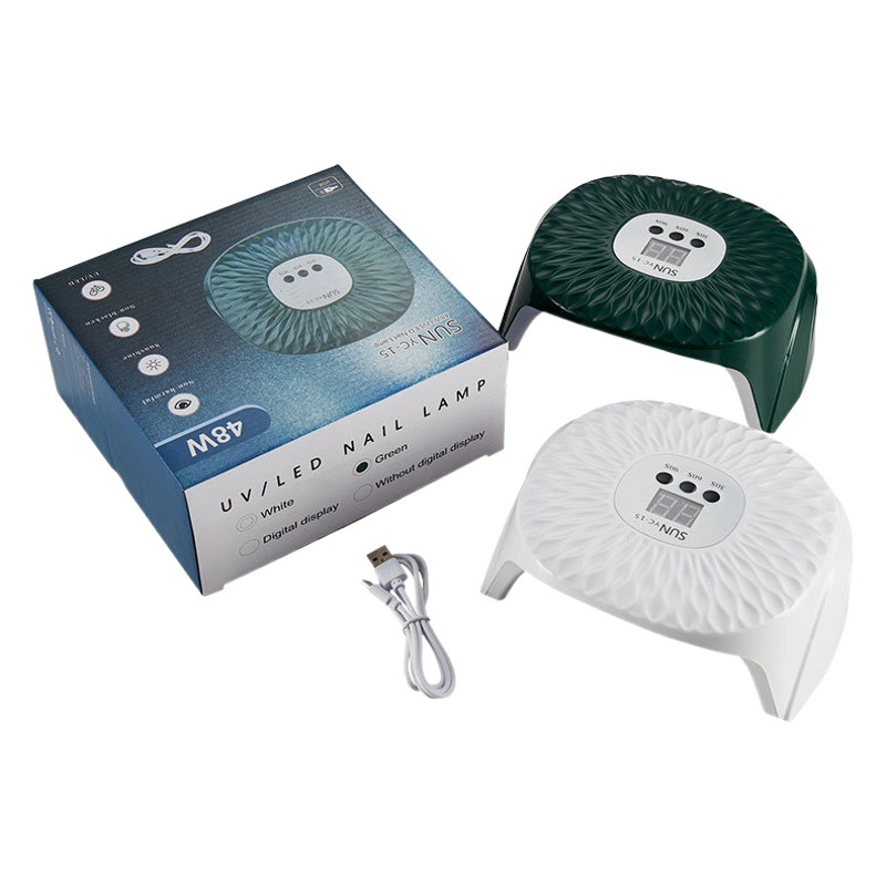 Lámpara inteligente transfronteriza para uñas, cuadrada, portátil, de fototerapia, 48W, para secado rápido de esmalte de uñas, para uso en manicura y pedicura en salones de uñas.