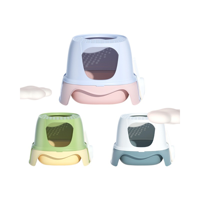 El pastel al por mayor directo de fábrica se puede utilizar para la caja de arena para gatos tipo cohete superior, desodorización de arena, inodoro para gatos grande extraíble y lavable