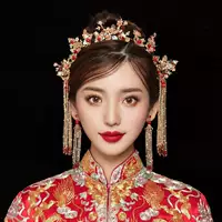 Головной убор Xiuhe, китайский свадебный костюм династии Хань, платье с кисточками дракона и феникса, аксессуары для волос, свадебный красный древний костюм, костюм Xiuhe, корона феникса