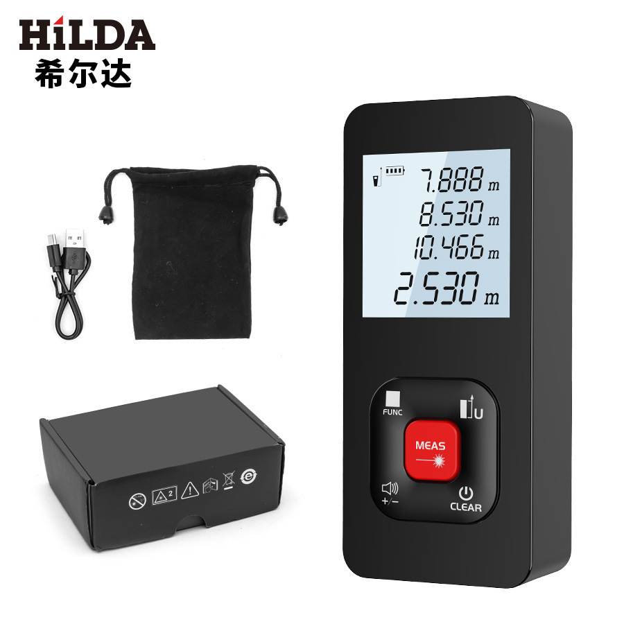 跨境厂家批发红光测距仪手持室内户外红外线测量 电子量尺