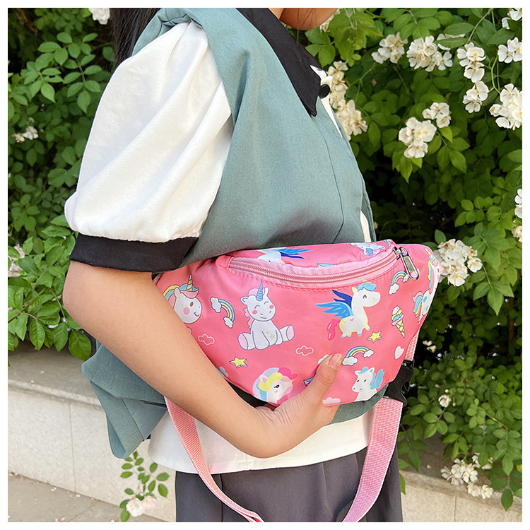 Fashionable boy and girl waist bags, trendy gift bags, children's chest bags, new cartoon dinosaur unicorn single-shoulder crossbody bags undefined