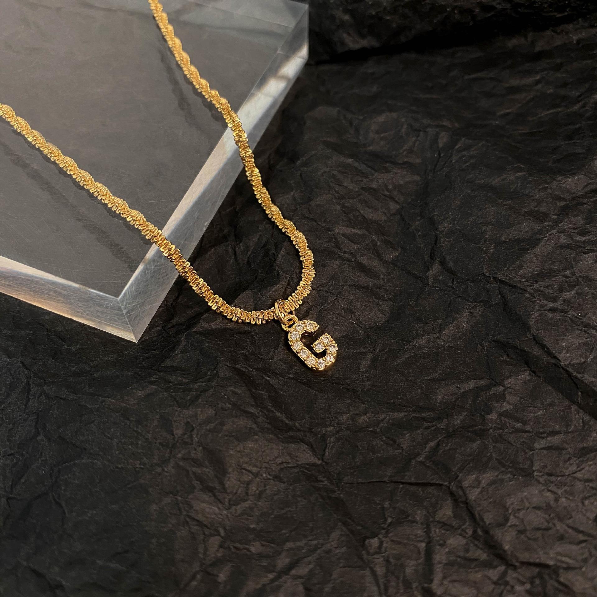 10g Weight Zircon Inlay Material Pendant Necklace Classification 1 Piece Quantity Holiday, Daily Occasion Titanium Steel Material Letter Pattern Women's Gender Plating, Inlay Design Simple Style, Classic Style Style Simple Style Classic Style Letter Titanium Steel Plating Inlay Zircon Pendant Necklace 32