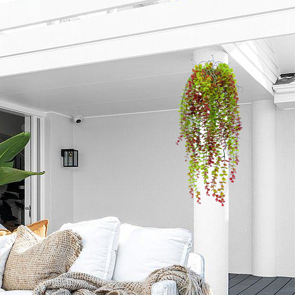 仿真假花尤加利藤条吊兰绿植亚马逊人造壁挂植物跨境家居装饰