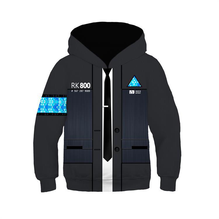 外贸新款   底特律同款儿童卫衣  3D数码印花连帽外套cosplay周边