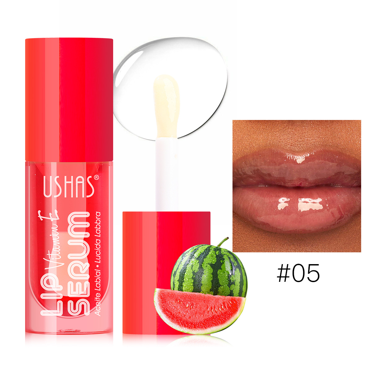 USHAS Europa y América Punto transfronterizo Venta caliente Bálsamo labial de brillo de labios de 6 colores Bálsamo labial hidratante nutritivo brillante