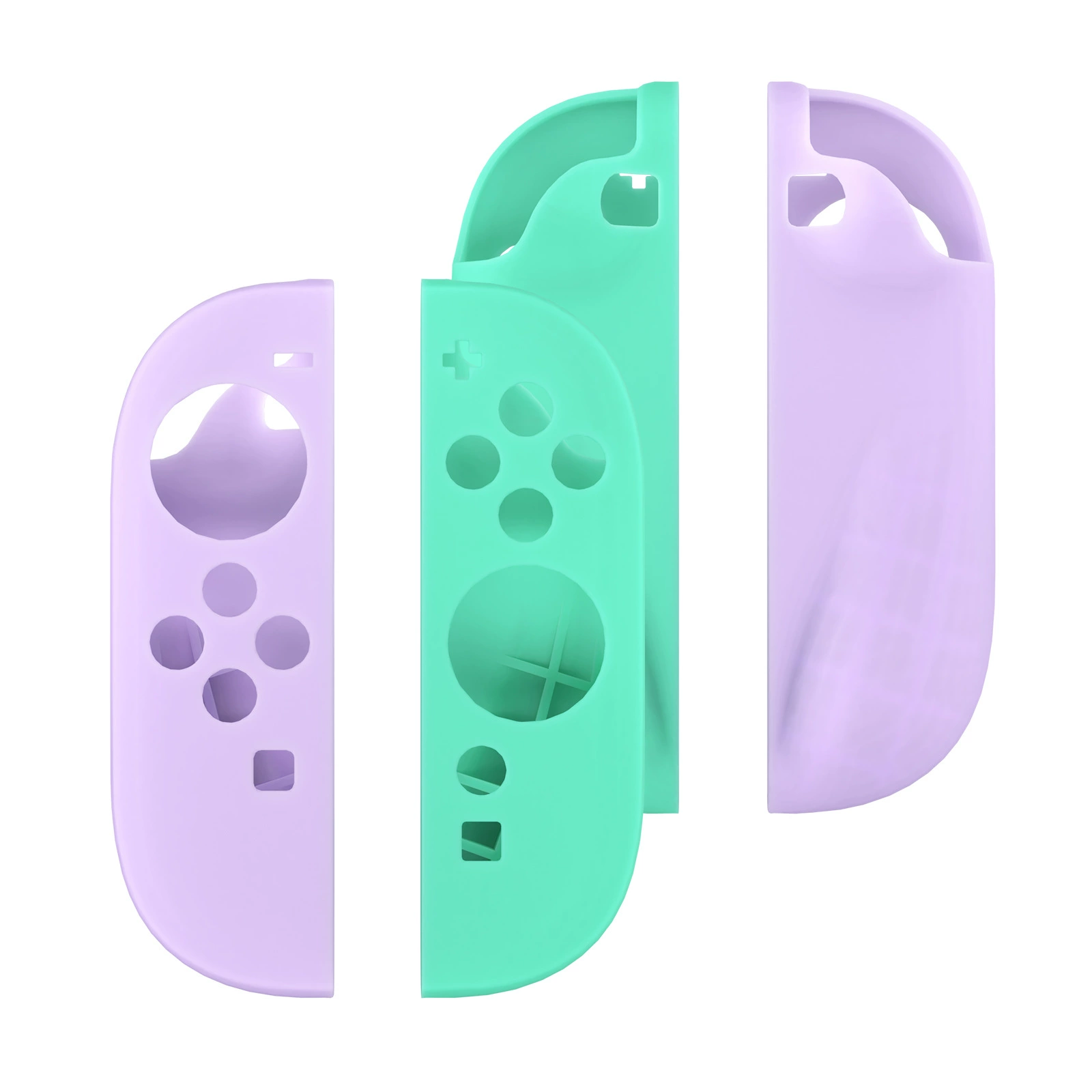 Подходящий для Nintendo Switch/switch2 рукоять-руль с силиконовым чехлом, зелёный и фиолетовый двухцветный аксессуар для контроллера