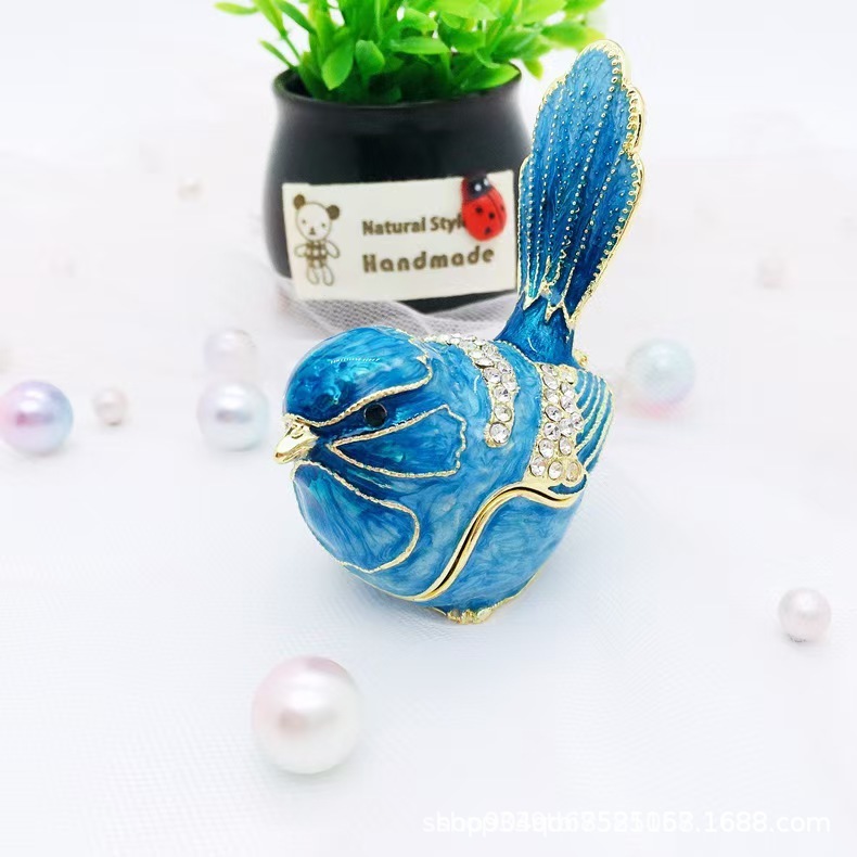 2025 新しい絶妙な鳥エナメルジュエリーボックス手芸家の装飾品金属工芸品鳥|undefined