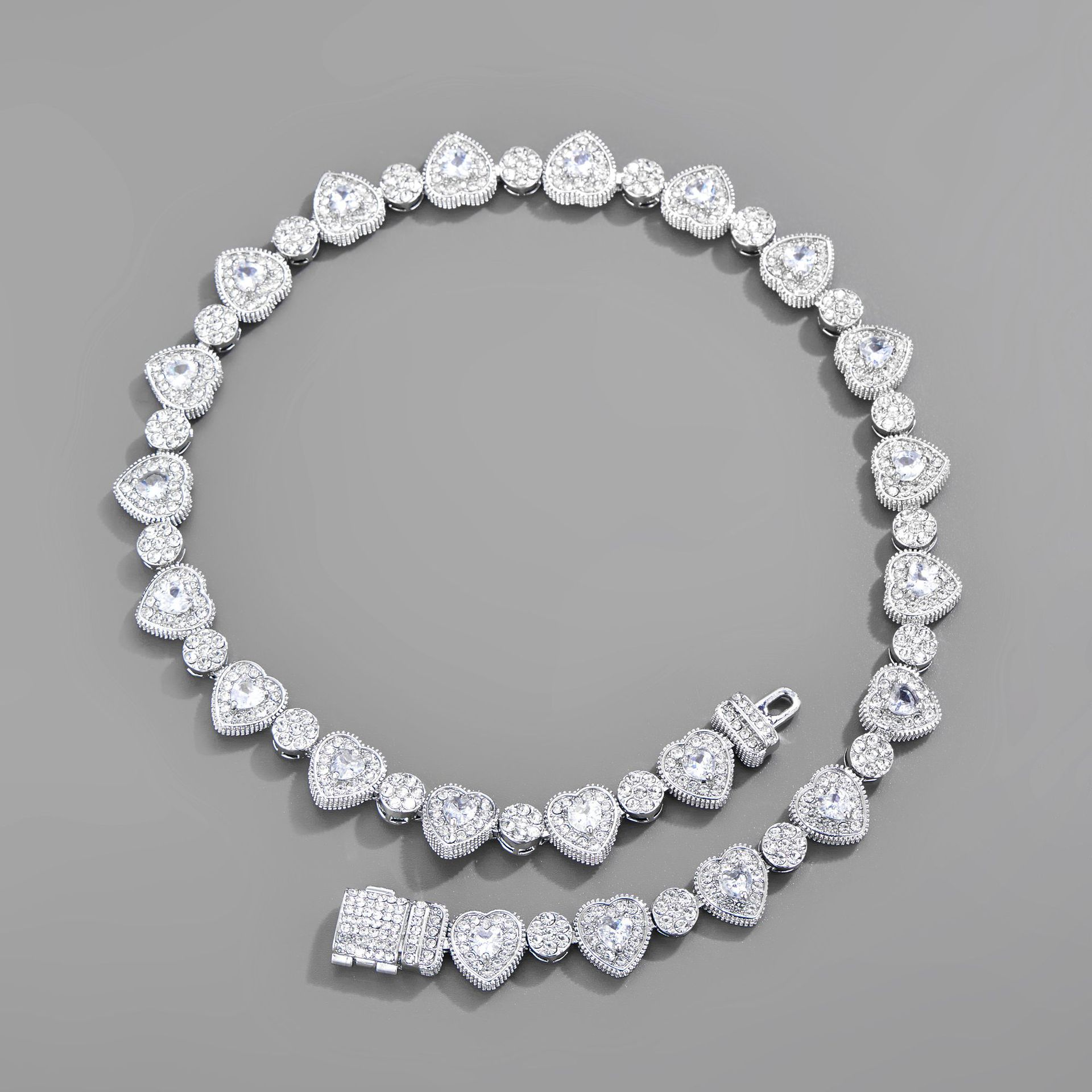 Fashion Heart Shape Alloy Inlay Rhinestones Unisex Necklace 1 Piece