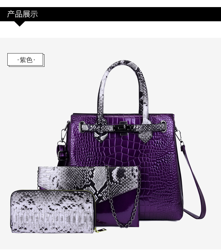New European and American fashion crocodile pattern crossbody single-shoulder handbag bags for women, wholesale of mother and child set bags undefined