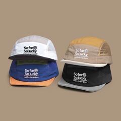 夏用の軽量で速乾性のあるカラーブロックのピークキャップ、男性と女性用、屋外通気性メッシュ5ピースハット、サンシェード、つばの短い野球帽、トレンディです。