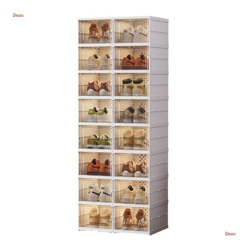 Zapatero, almacenamiento de zapatos de temporada de estilo japonés, cajón transparente, caja gruesa de varias capas, armario de zapatos plegable, plegable