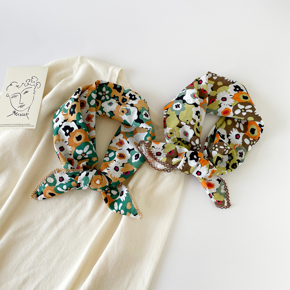 Leopard Print Cotton Square Neck Scarf For Women Lightweight_voghion.com