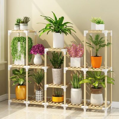 balcony Plant stand Flower trellis solid wood a living room multi-storey household indoor Shelf Scindapsus Simplicity Flower pot Showy
