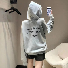 acne连帽卫衣25年秋冬新款水洗做旧1996基础字母印花男女长袖帽衫