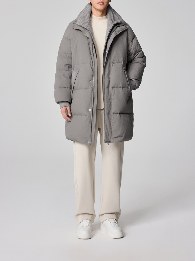 墨麦客の紳士服の偽の2つのつなぎ合わせのダウンジャケットの男性の2024冬の項の中の長いタイプの男性のダウンジャケットの88719