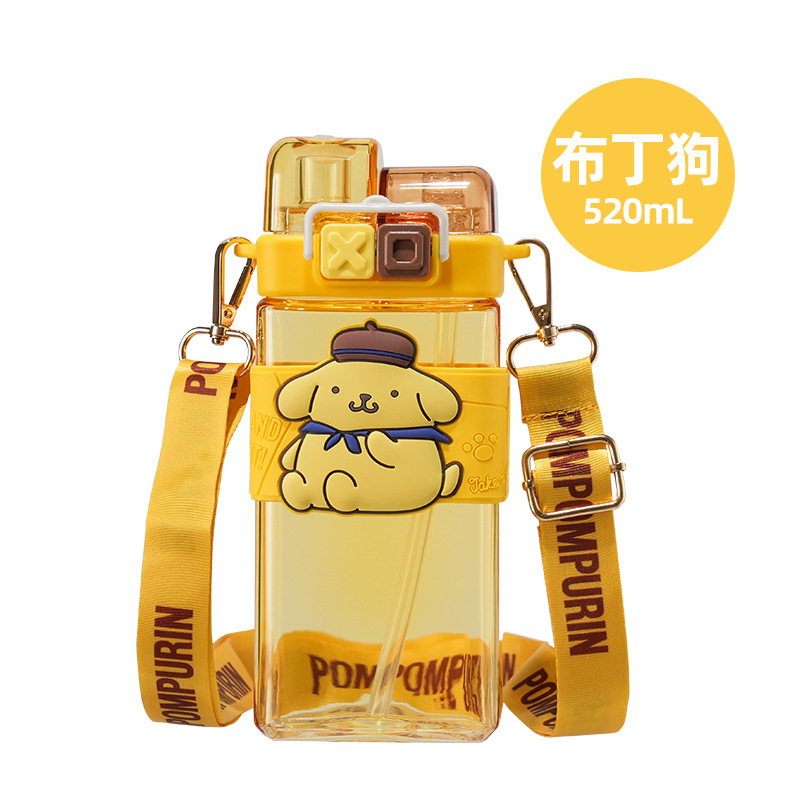 Punk Sanrio doble bebida taza Pacha perro coolomi nueva línea roja creativa cubierta elástica doble taza de plástico abierta con estudiante