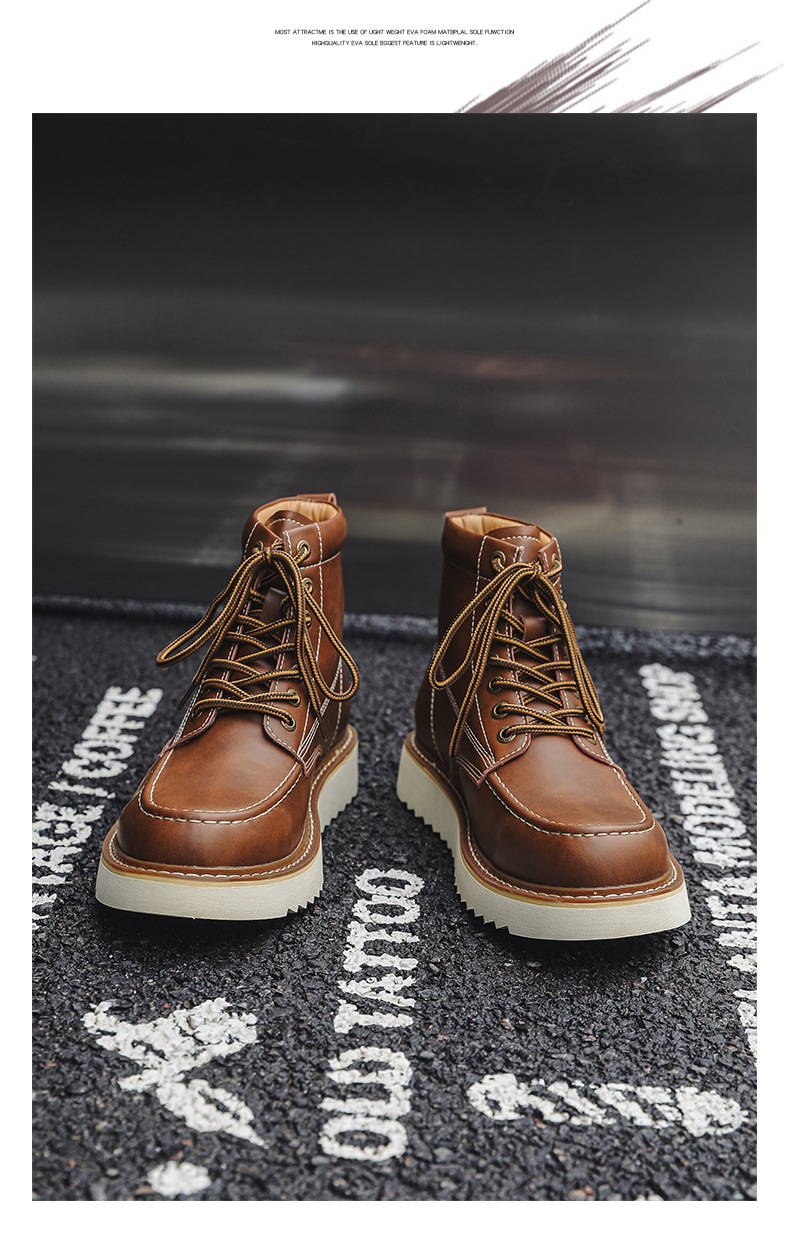 Martin – bottes montantes de moto pour hommes, tendance, décontractées, en velours, polyvalentes, combinaison de travail, 2024 coton, hiver 9055_voghion.com