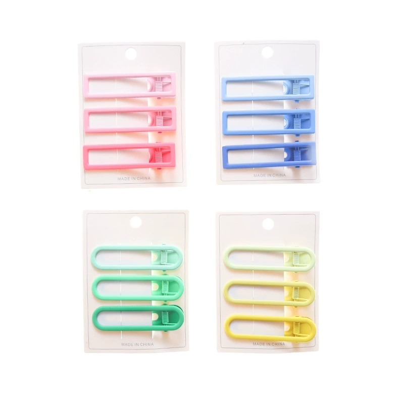 Universal matte hair accessory, rectangular hairgrip, set, bangs, Korean style