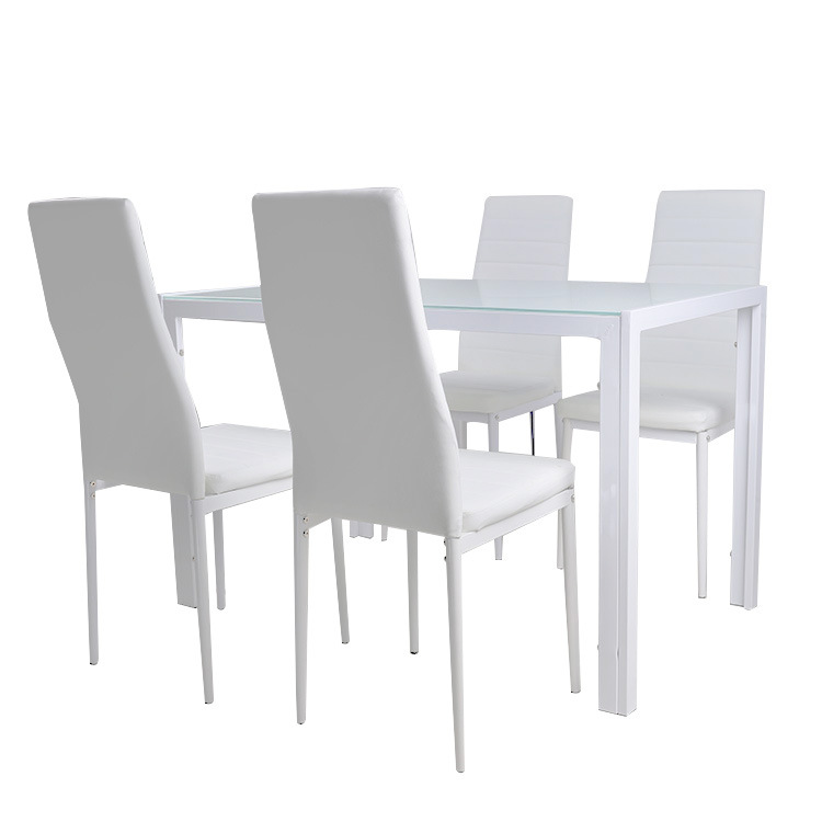 Mesa de comedor de vidrio temperado de lujo crema mesa de comedor casera simple mesa de negociación mesa de comedor de vidrio