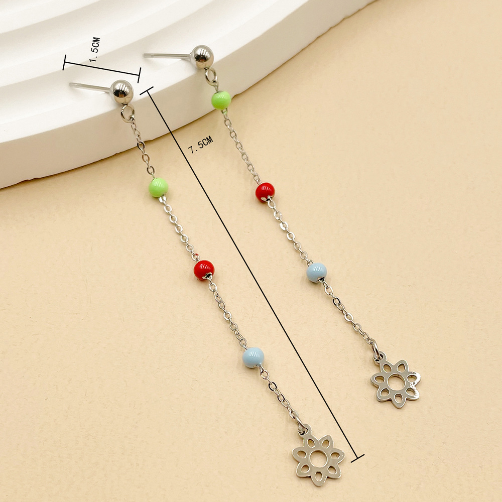 Simple Style Sun Stainless Steel Inlay Beads Ear line 1 Pair