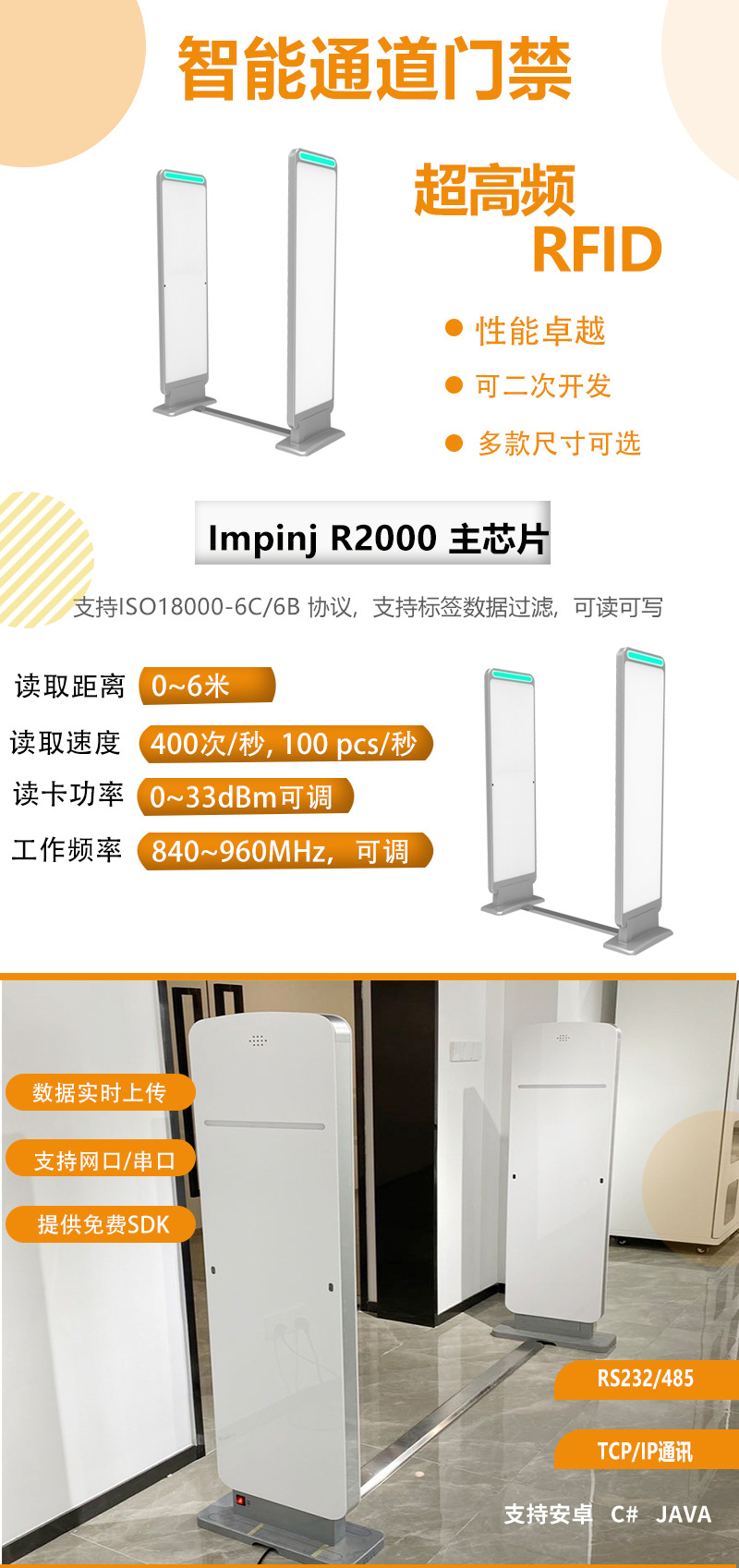 RFID通道门物资出入库统计超高频仓储资产盘点智能防盗安全通道门-阿里巴巴