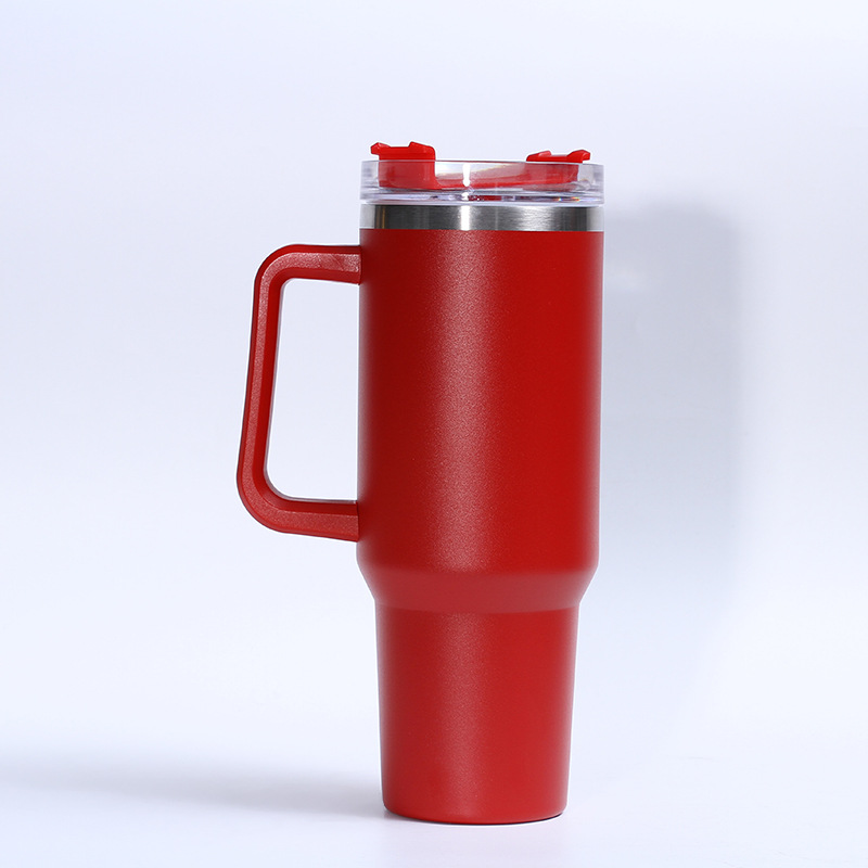 Suministro directo transfronterizo 40oz mango helado taza portátil coche de acero inoxidable taza de pulverización de plástico de doble capa de vacío termo taza