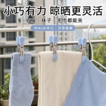 不锈钢包胶晾晒夹防滑防风小夹子家用晒袜子衣服毛巾固定夹多用途