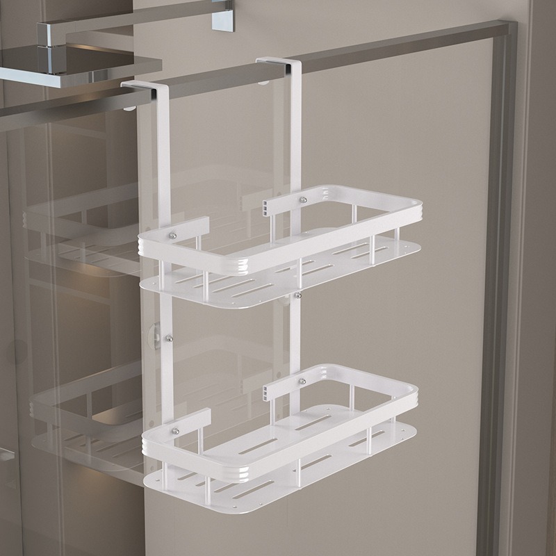 Estantes de baño de nuevo estilo, sin perforaciones, suministros de baño para el hogar, estantes de doble capa, baño multifuncional, almacenamiento de cosas buenas