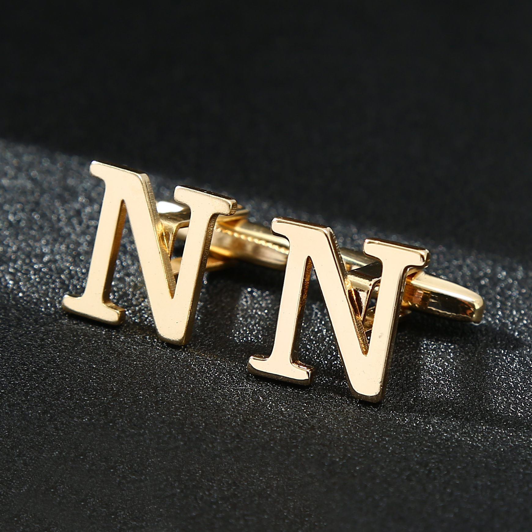 10g Weight Cufflinks Classification 1 Piece Quantity Casual Occasion Iron Material letter Pattern Unisex Gender Plating Design Vintage Style Style 1 Piece Vintage Style Letter Iron Plating Unisex Cufflinks 2