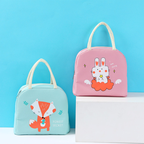 Genna's new cartoon lunch bag, insulated bag, Oxford cloth lunch bag with rice, animal pattern portable lunch box bag